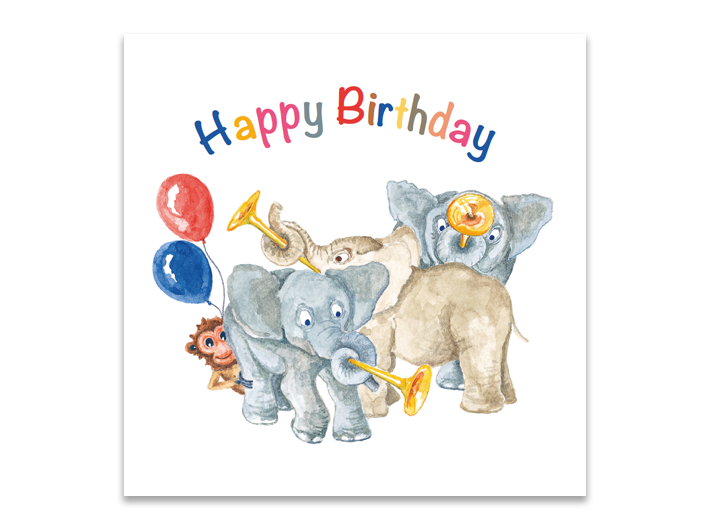 Obody Design Elephant birthday trumpets